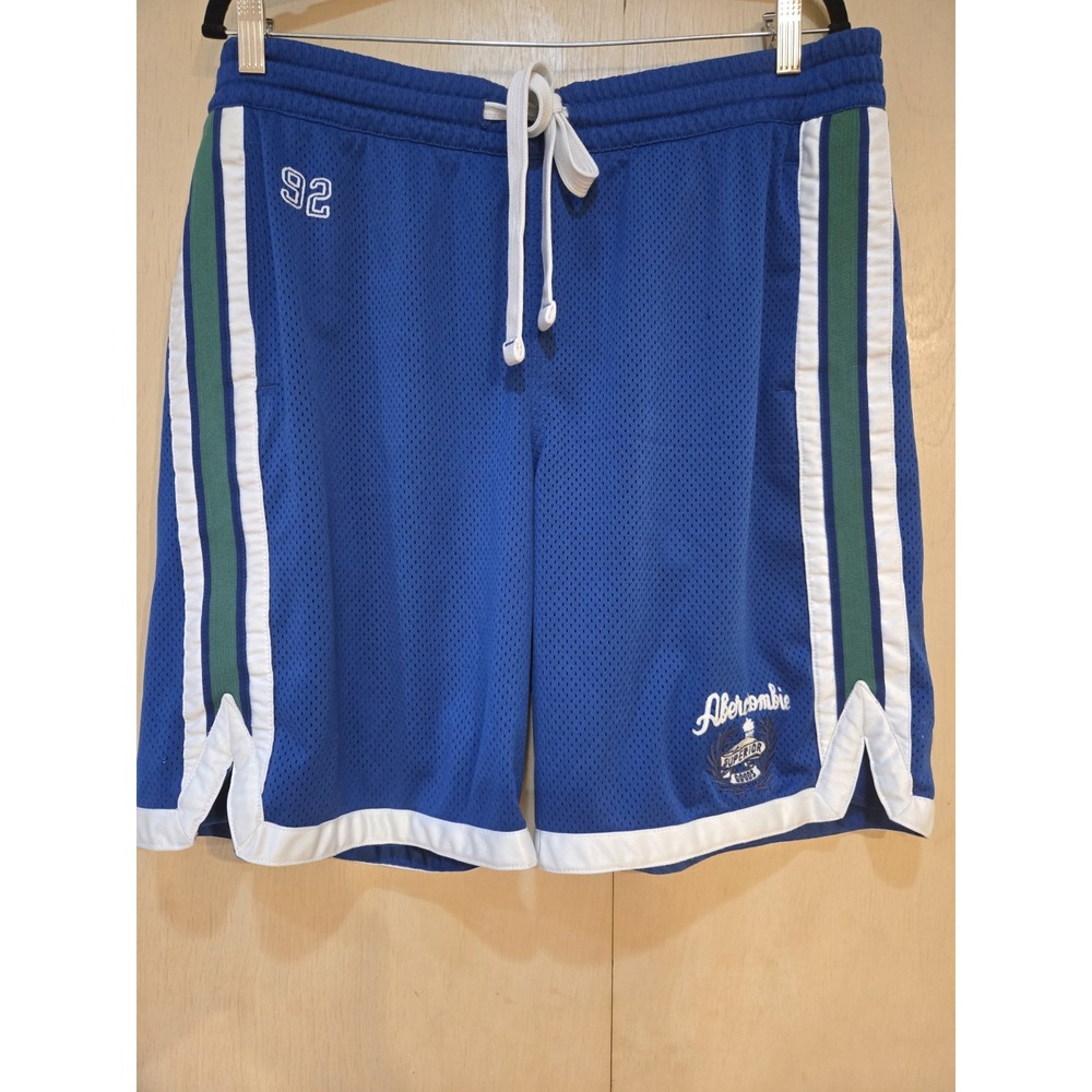 Y2K Abercrombie & Fitch Mesh Basketball Shorts Mens M Blue Embroidered 92